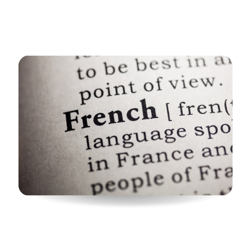 Page of book. Fake dictionary with definition of the word French.