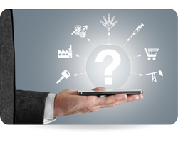 Sectoral concept. Business man searching icon screen interface