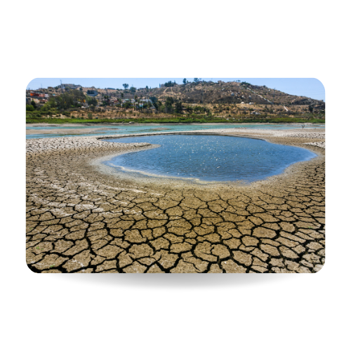 This picture shows the ground fractured by the effects of drought and climate change on a lake in Mexico